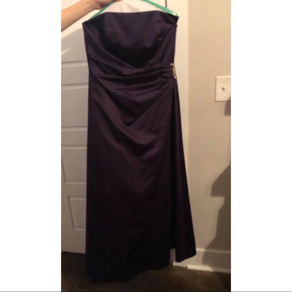 Satin purple bridesmaid dress